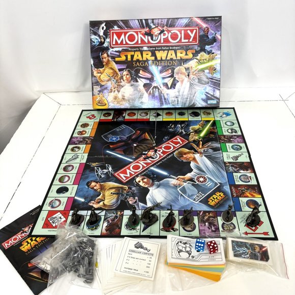 Monopoly Star Wars Saga Edition Board Game Complete Set Collectible 2005 - Picture 3 of 14